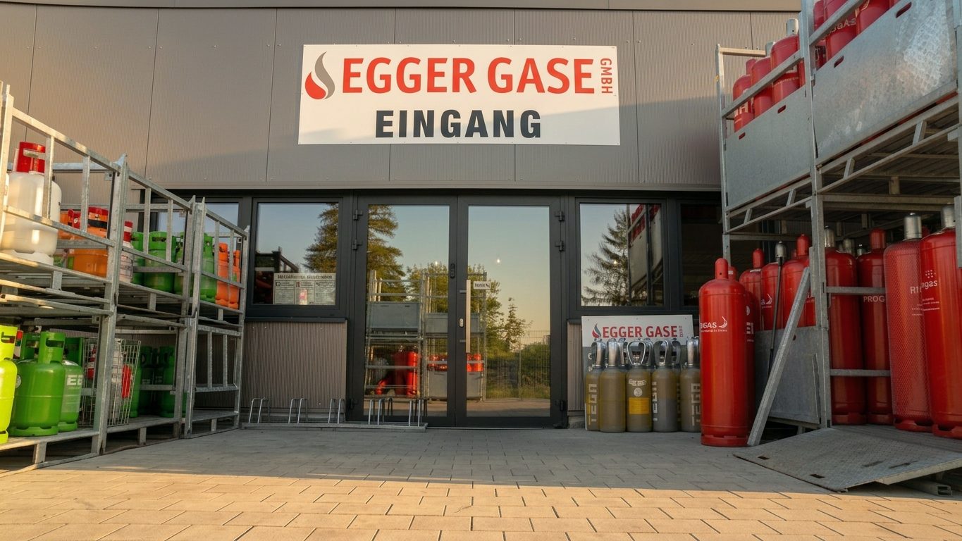 Eingang von Egger Gase in der Südtiroler Straße 9a