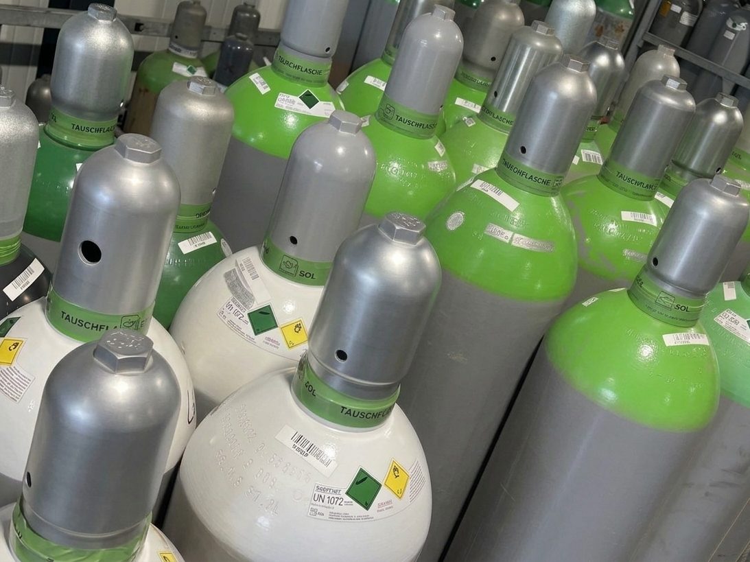 Technische Gase als Tauschflaschen im Lager